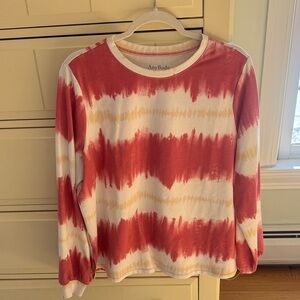AnyBody Red and Cream Tie-Dye Long Sleeve Top